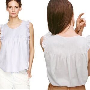 ARITZIA WILFRED Valmer Ruffle Trim Blouse With Ribbed Front Teal/Blue Size Small